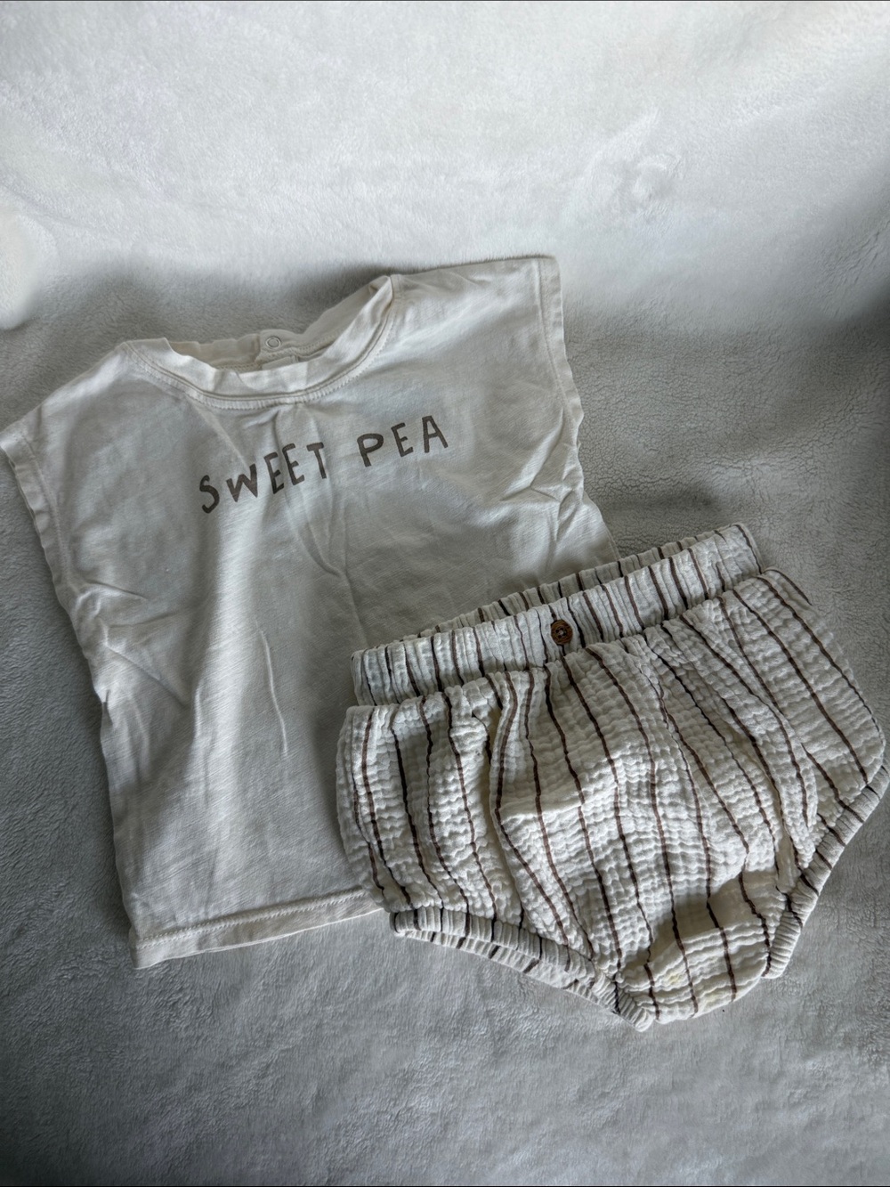 Sweet Pea Kids Cream Short-Sleeve Pajama Set